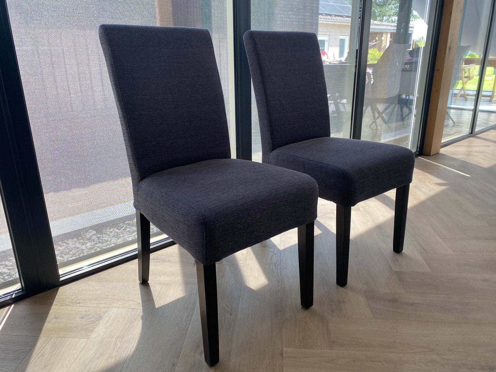 Eetkamerstoelen stof grijs 6 stuks, Ophalen, Gebruikt, Vijf, Zes of meer stoelen, Stof