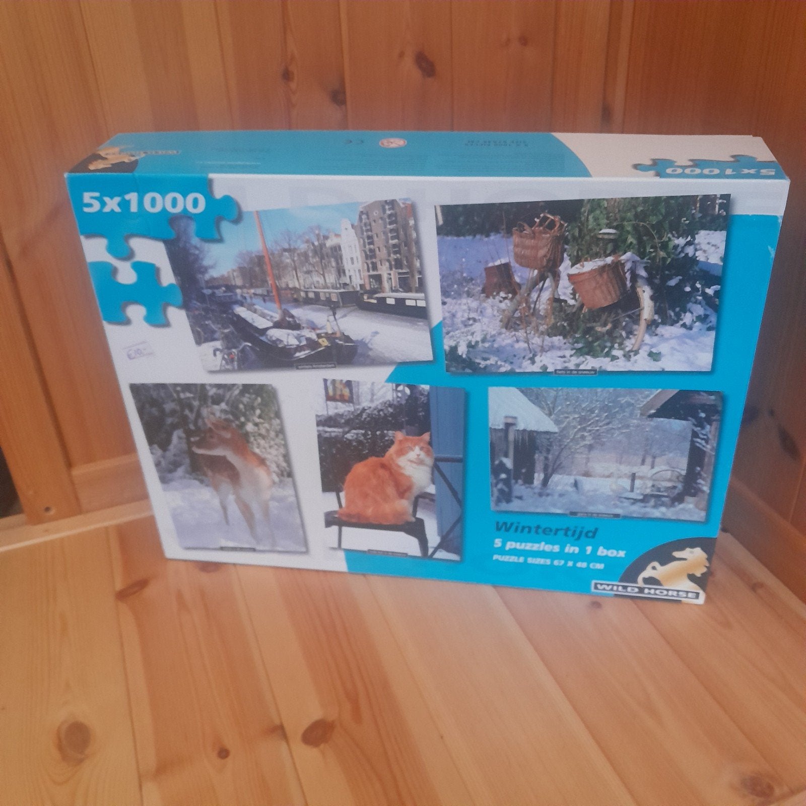 Wild Horse Wintertijd 5x1000 stukjes legpuzzel, Ophalen of Verzenden, 500 t/m 1500 stukjes, Zo goed als nieuw, Legpuzzel