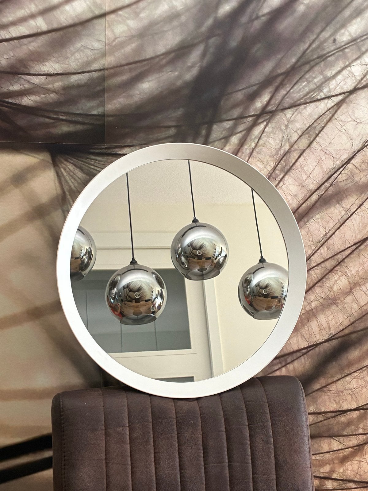 IKEA Langesund ronde spiegel, wit, 50cm, zgan, Huis en Inrichting, Woonaccessoires | Spiegels, Rond, Ophalen of Verzenden, Zo goed als nieuw