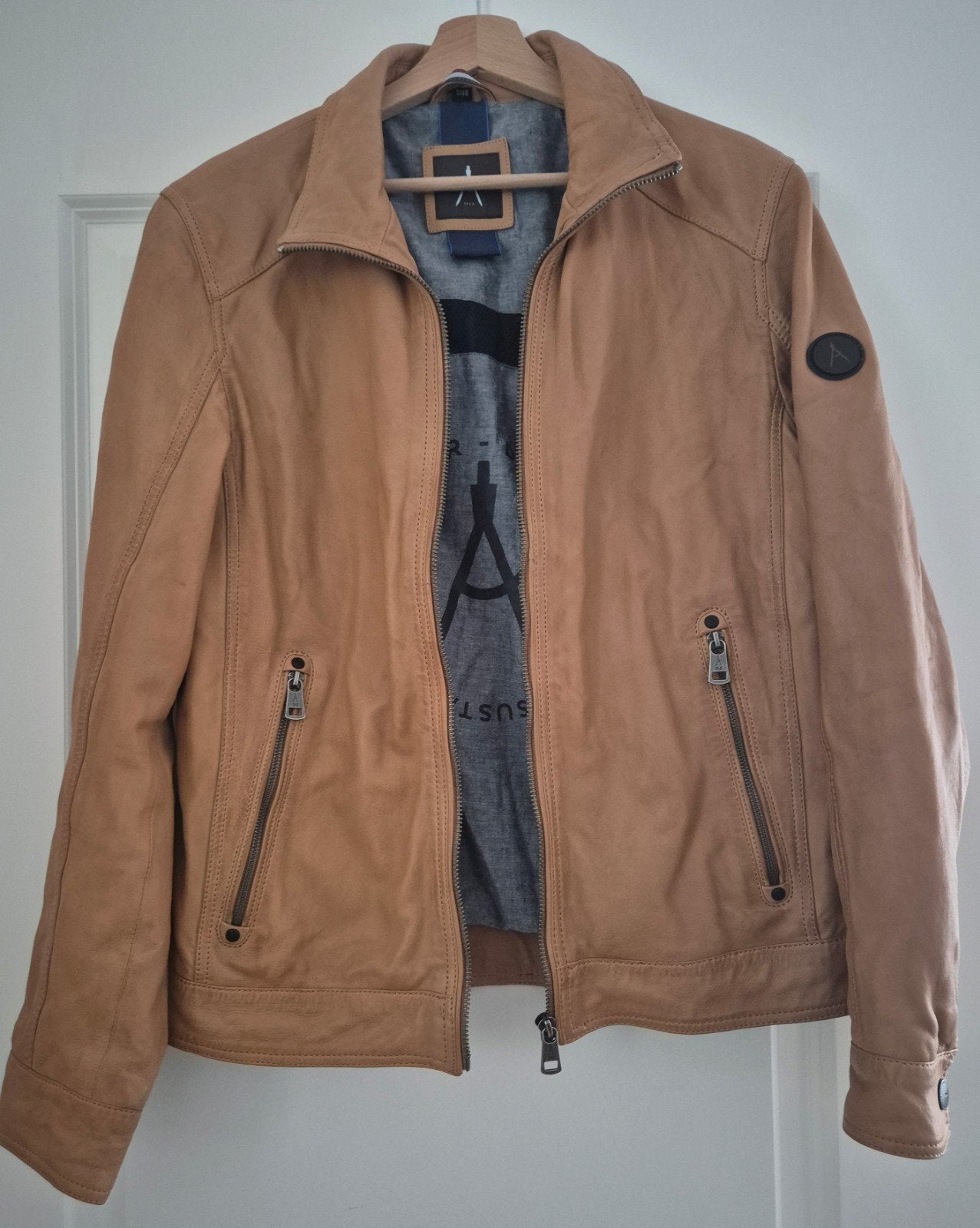 mooie beige leren heren jack mt 48, Donders, Maat 48/50 (M), Beige, Ophalen of Verzenden