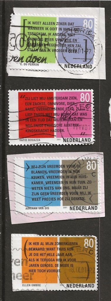 S- Ned. gest. 2001 nr.1957, 1959,1961,1965, Ophalen of Verzenden, Na 1940, Gestempeld