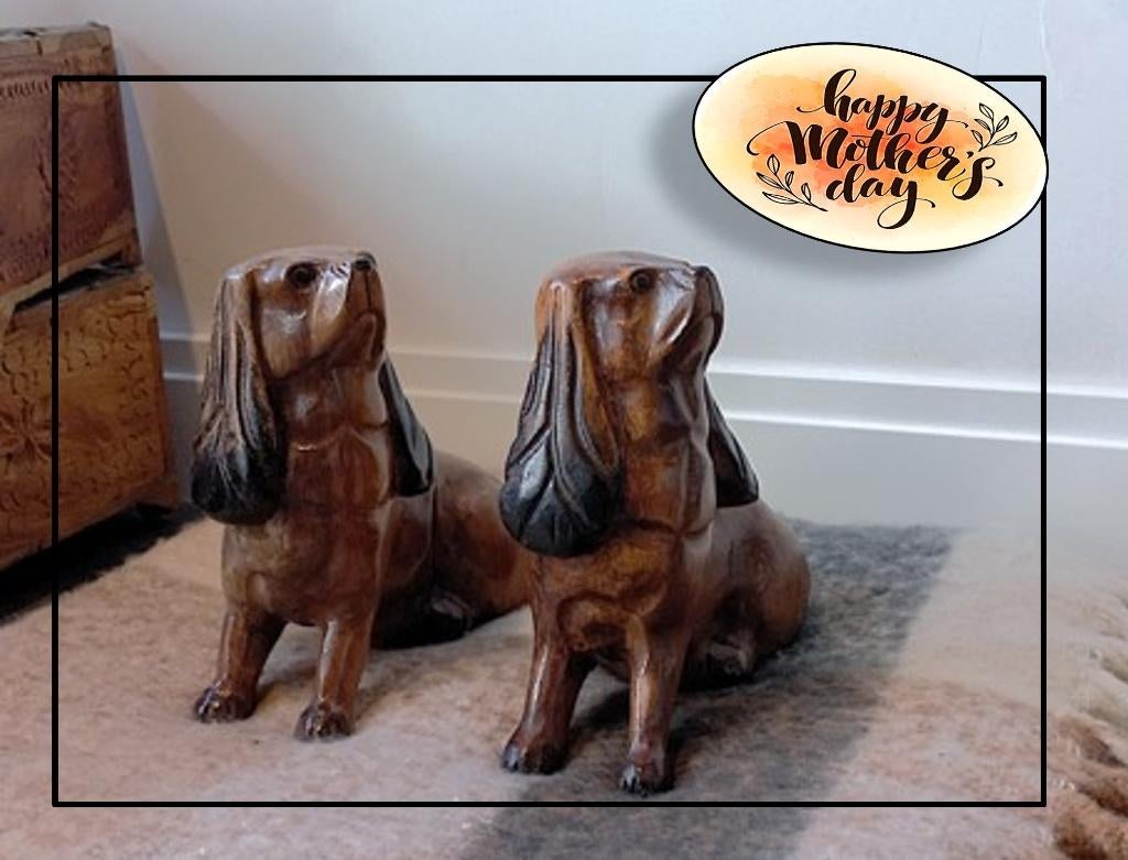 Houten Honden – Basset Hond   MOEDERDAG, Antiek en Kunst, Kunst | Beelden en Houtsnijwerken, Ophalen of Verzenden