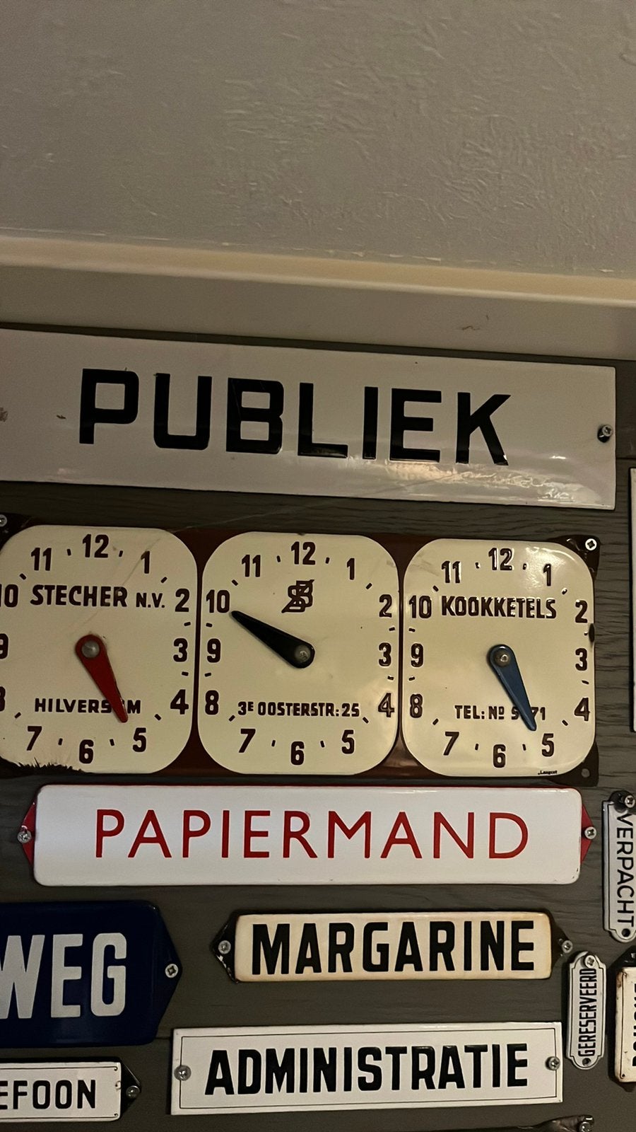Leuk oud emaille bordje” Stecher nv kookketels hilversum”, Ophalen of Verzenden, Zo goed als nieuw, Reclamebord
