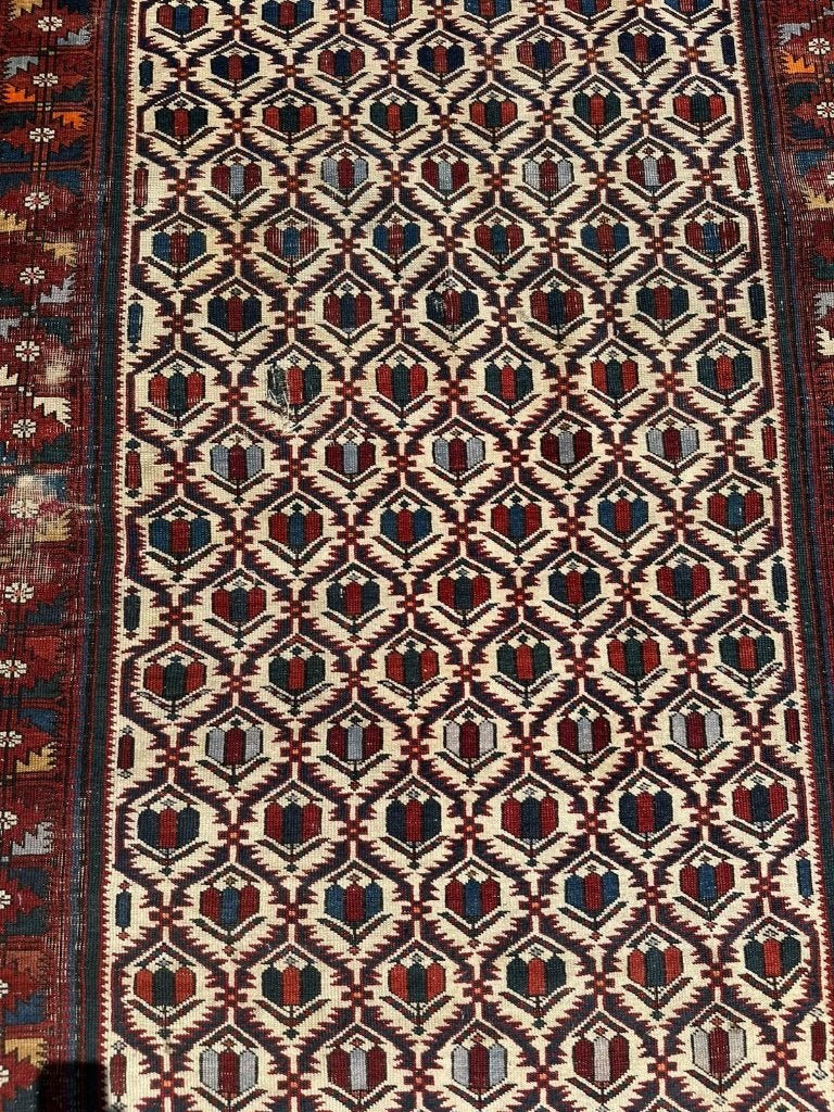 Antieke Shirvan (Russische periode)–208141cm– tulp motieven, Gebruikt, 100 tot 150 cm, Wol, 200 cm of meer