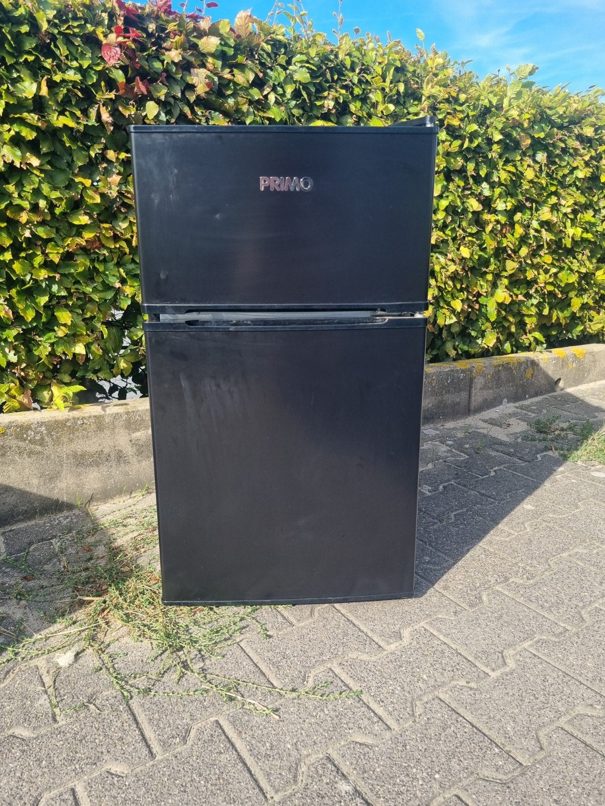 Compacte Primo Koelkast met Vriesvak - Zwart, Ophalen, Zo goed als nieuw, 45 tot 60 cm, Met vriesvak