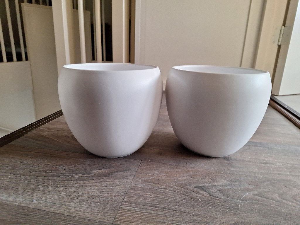 Witte porseleinen bloempotten hoogte 20cm, Rond, Binnen, Ophalen of Verzenden, Zo goed als nieuw