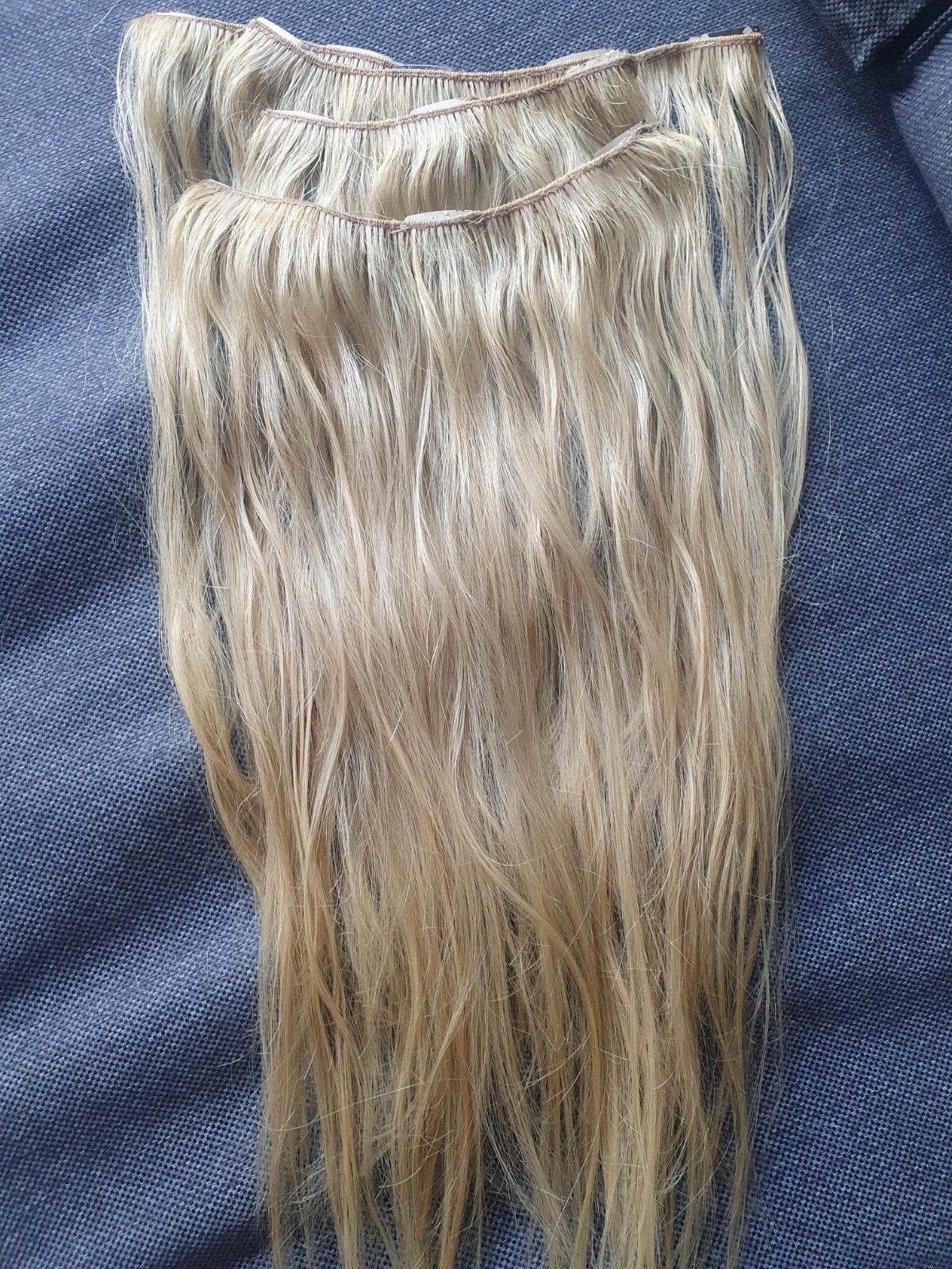 Blonde haarverlenging - Clip-in extensions, Ophalen of Verzenden, Zo goed als nieuw, Pruik of Haarverlenging