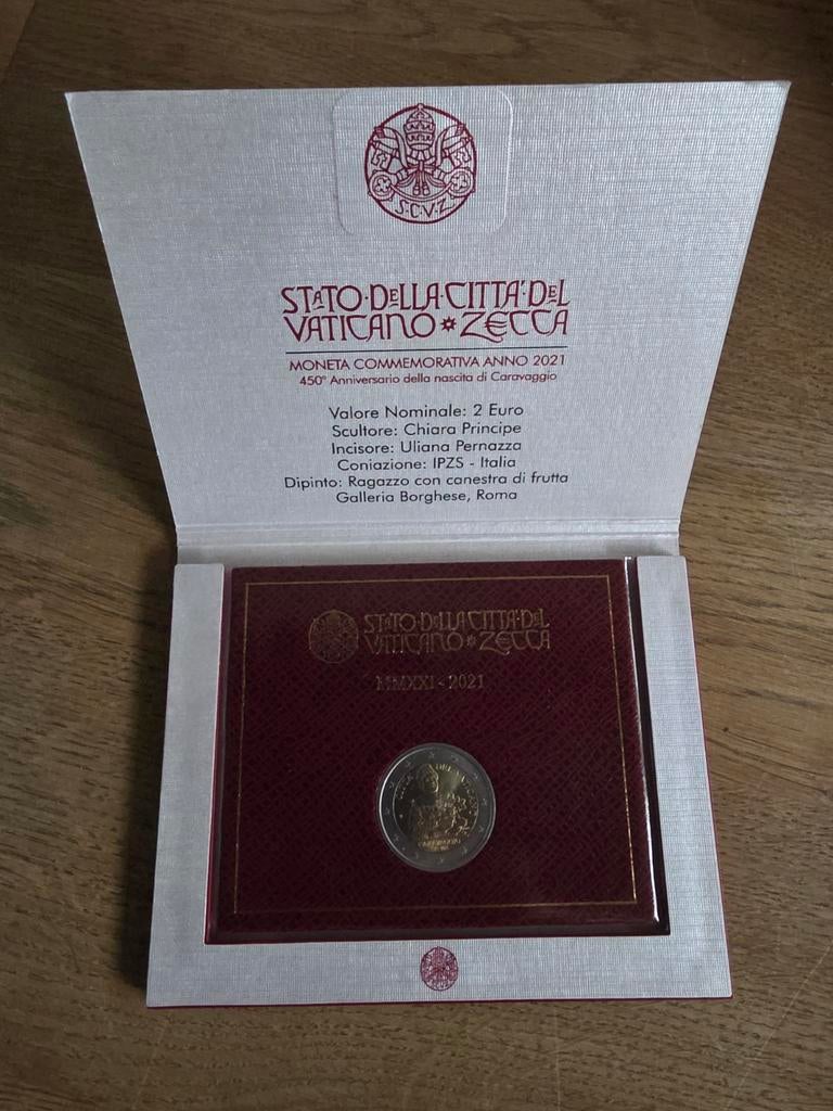 Vaticaan 2 euro 2021 Caravaggio in folder, Ophalen of Verzenden