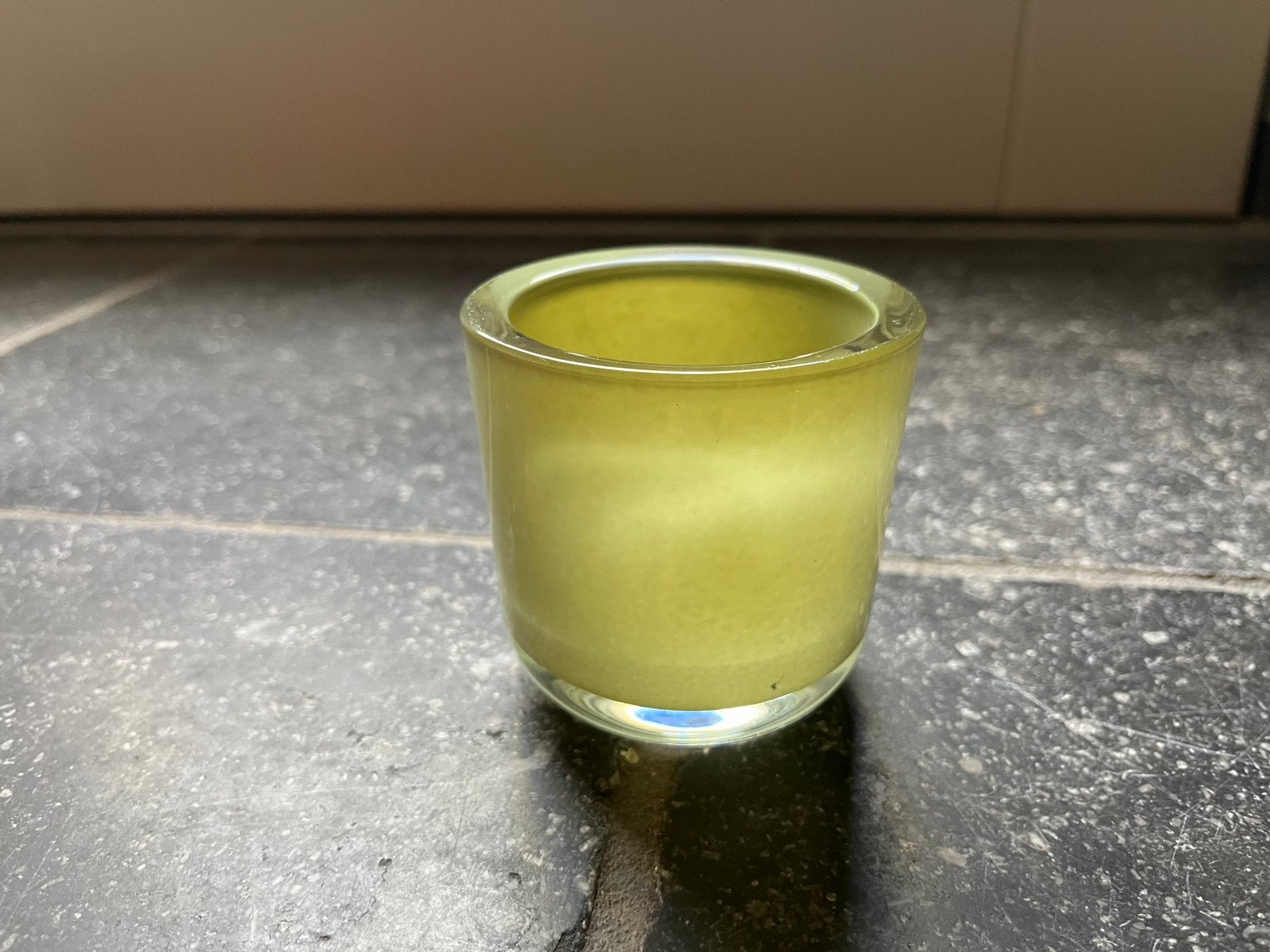 Groen glazen waxinelichtje, Ophalen of Verzenden, Zo goed als nieuw, Groen