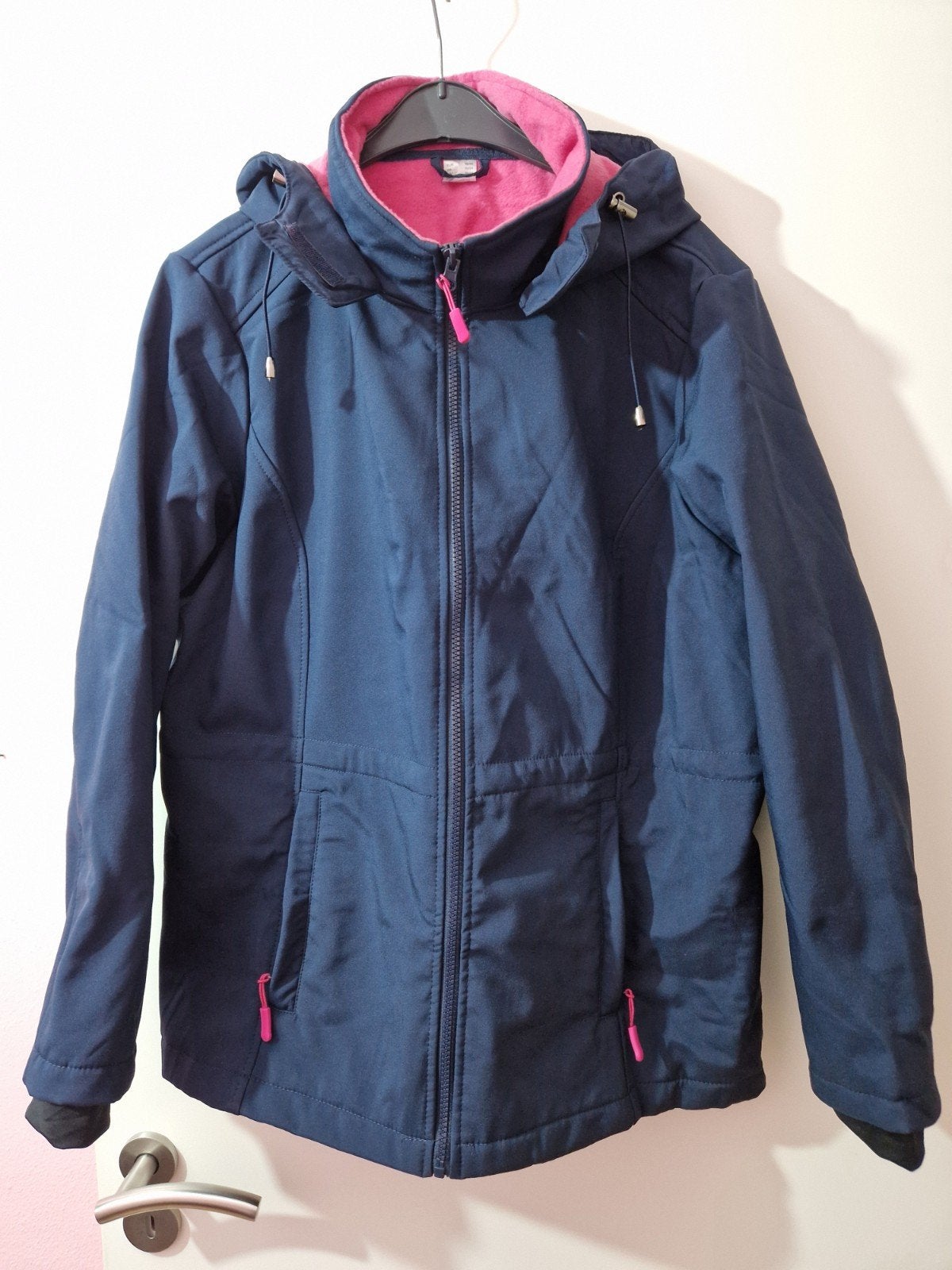 Donkerblauwe softshell jas met roze fleece voering, Kleding | Dames, Blauw, Maat 46/48 (XL) of groter, Ophalen of Verzenden, Onbekend