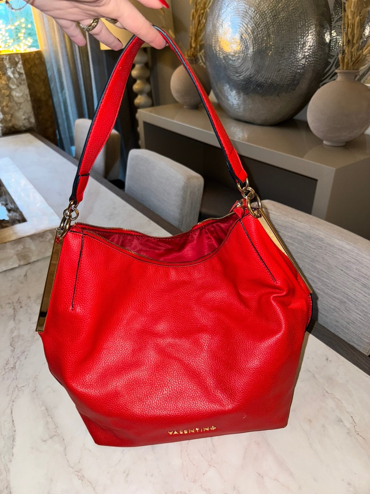 Prachtige originele rode met goud valentino tas handtas ZGAN, Ophalen of Verzenden, Nieuw, Zwart, Handtas