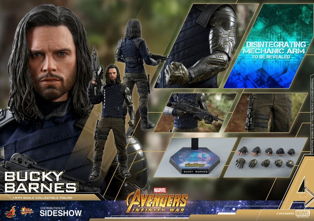 Hot Toys MMS509 Avengers Bucky Barnes Winter Soldier, Ophalen of Verzenden, Zo goed als nieuw