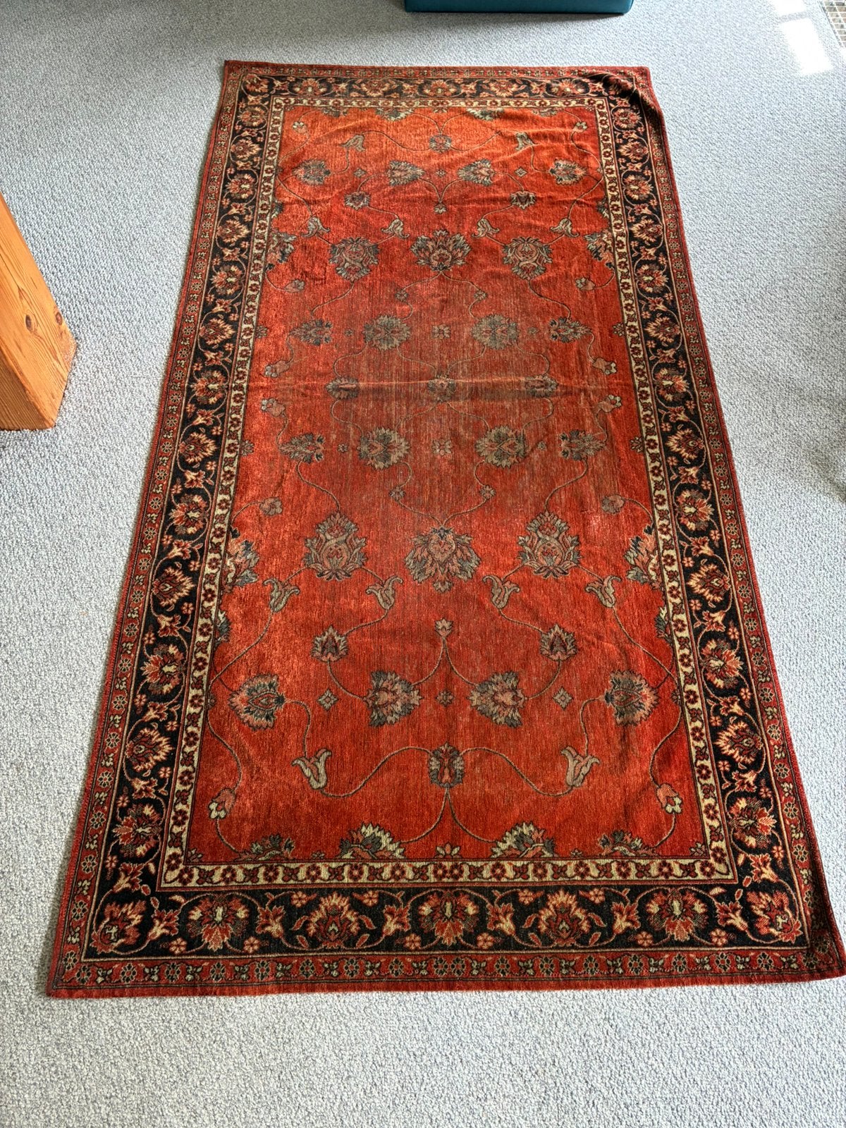 Antiek Kleed Jaren 30 |  Rood  | L 2.54 cm B 1.30 cm, Antiek, Gebruikt, 100 tot 150 cm, 200 cm of meer