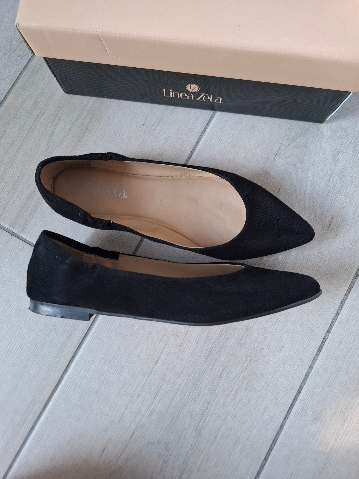 LINEA ZETA suede ballerina maat 40 zwart schoenen, Zwart, Zo goed als nieuw, Linea Zeta, Ballerina's