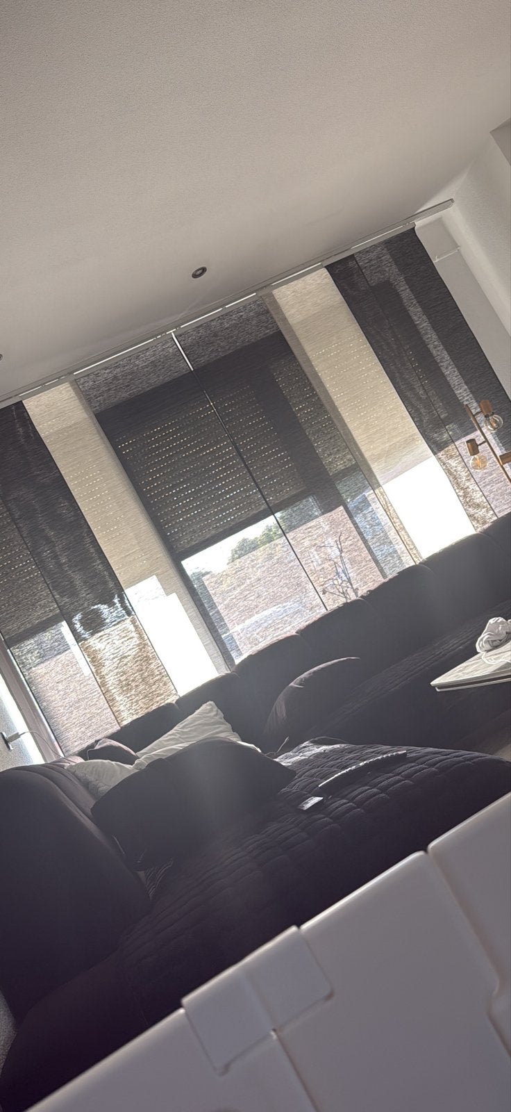 Paneelgordijnen voor brede ramen (minimaal 7 meter), Ophalen of Verzenden, Gebruikt, Wit, 200 cm of meer