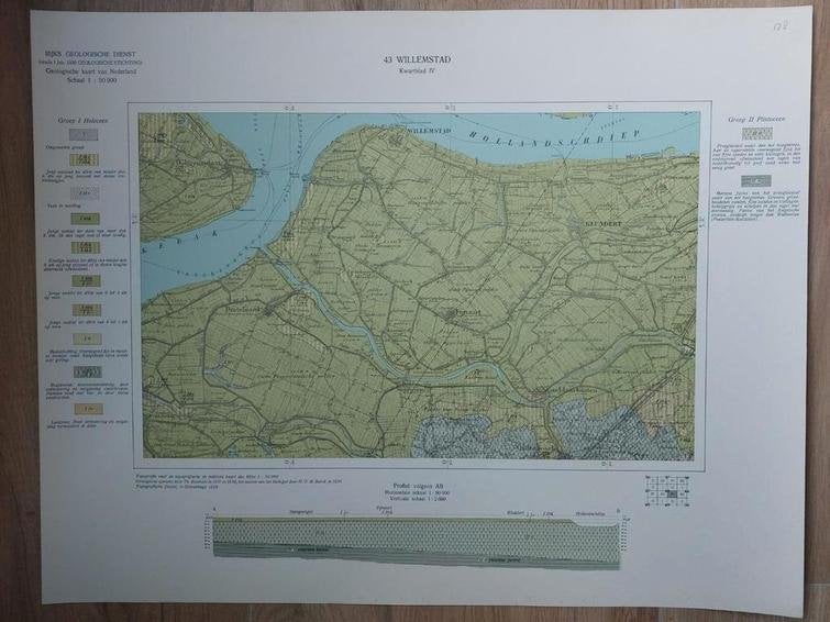 128 / Geologische kaart (1938) 43 Willemstad kwartblad IV, Boeken, 2000 tot heden, Ophalen of Verzenden, Nederland, Landkaart