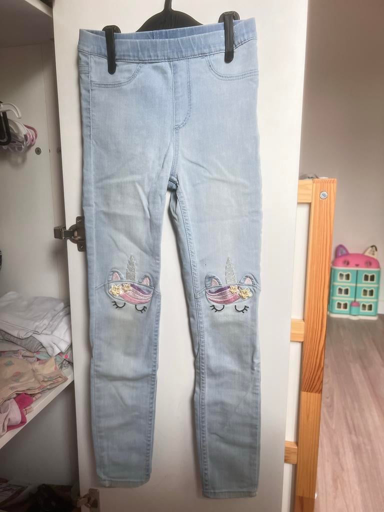 H&M Jeggings met eenhoorn kniepatches - Maat 128, Ophalen of Verzenden, Zo goed als nieuw
