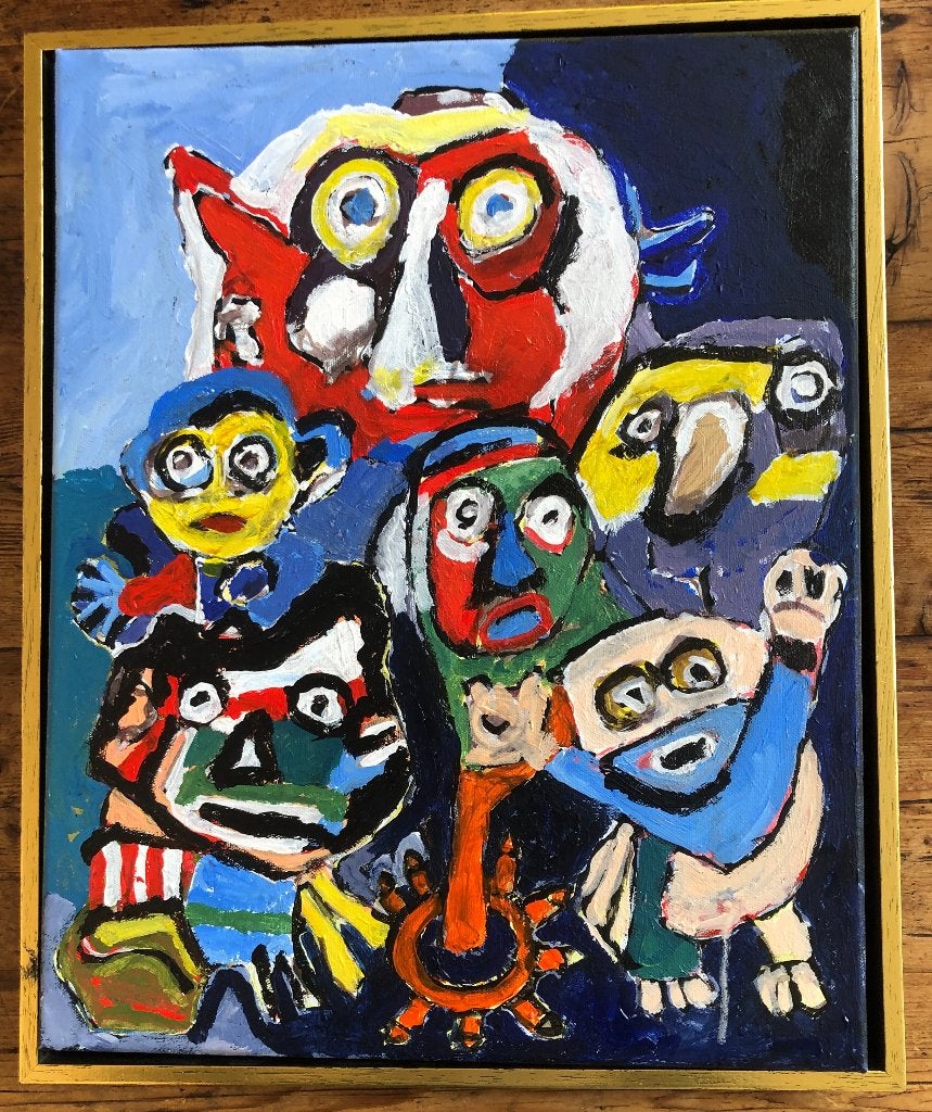 Schilderij geinspireerd op Karel Appel, Verzenden, Acrylverf, Abstract