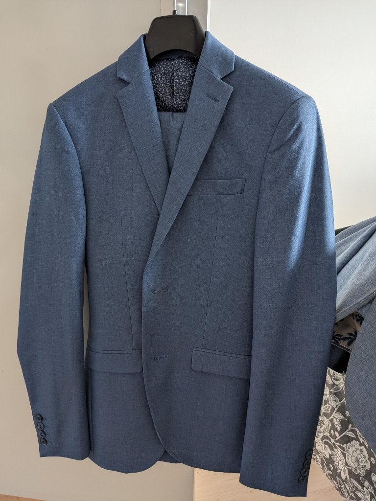 Heren kostuum te koop blauw, Ophalen of Verzenden, Zo goed als nieuw, Blauw
