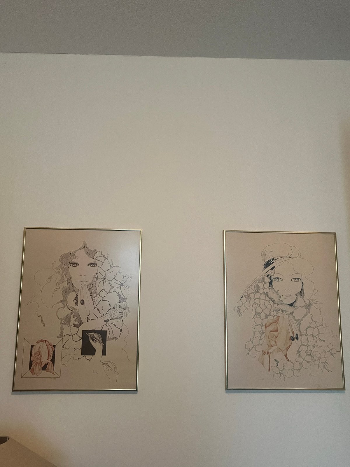 Heine Kunst Oplage 142/285 en 180/285 met Gouden Lijst, Ophalen, Tekening, Print/reproductie, Achter glas