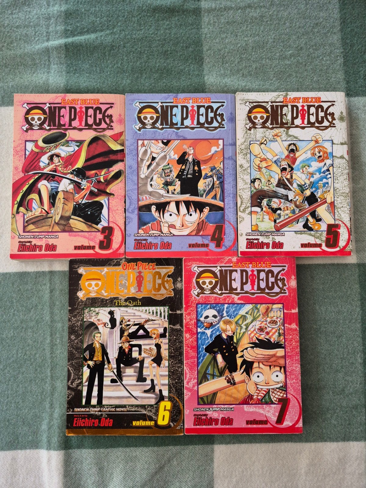 One Piece manga deel 3-7, 5 boeken, Boeken, Strips | Comics, Ophalen, Eiichiro Oda, Zo goed als nieuw, Japan (Manga)