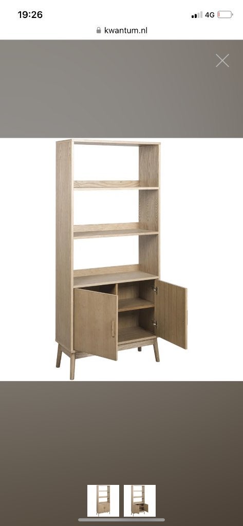 Net nieuw gekochte houten boekenkast, Ophalen, Met deur(en), Nieuw, 50 tot 100 cm