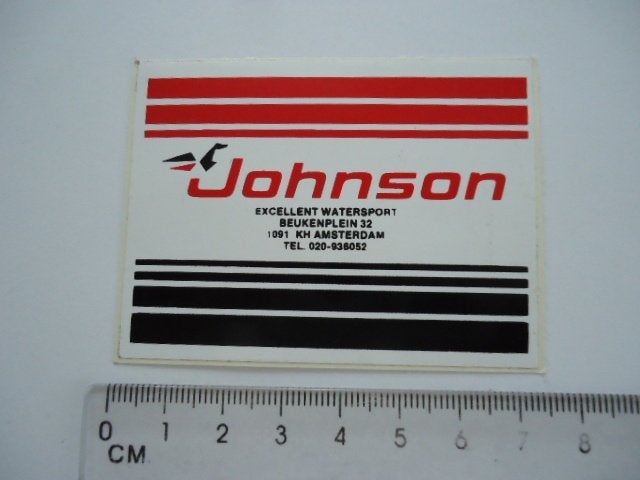 sticker oud Johnson outboard motor beukenplein oost Mokum, Verzenden, Zo goed als nieuw, Bedrijf of Vereniging