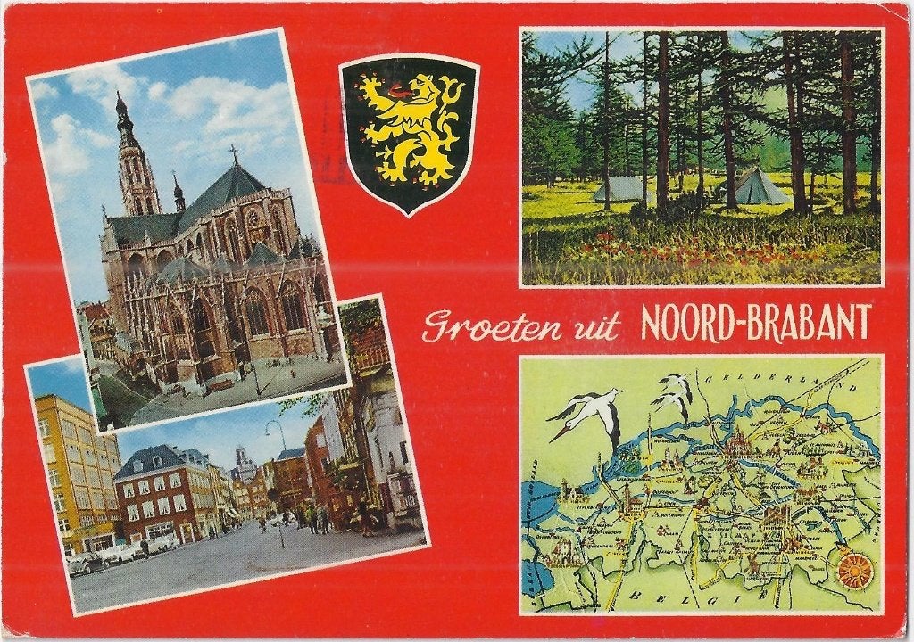 gelopen ansichtkaart groeten uit noord brabant ( 3164 ), Ophalen of Verzenden, 1980 tot heden, Gelopen, Noord-Brabant