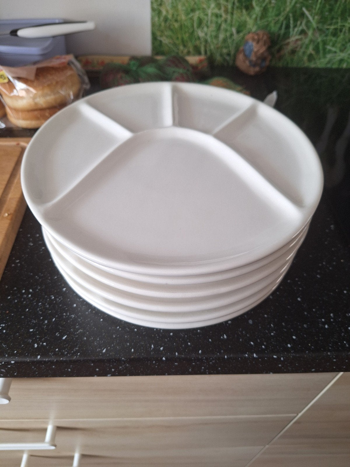 6 witte gourmet borden, Ophalen, Gebruikt, Overige stijlen, Bord(en)