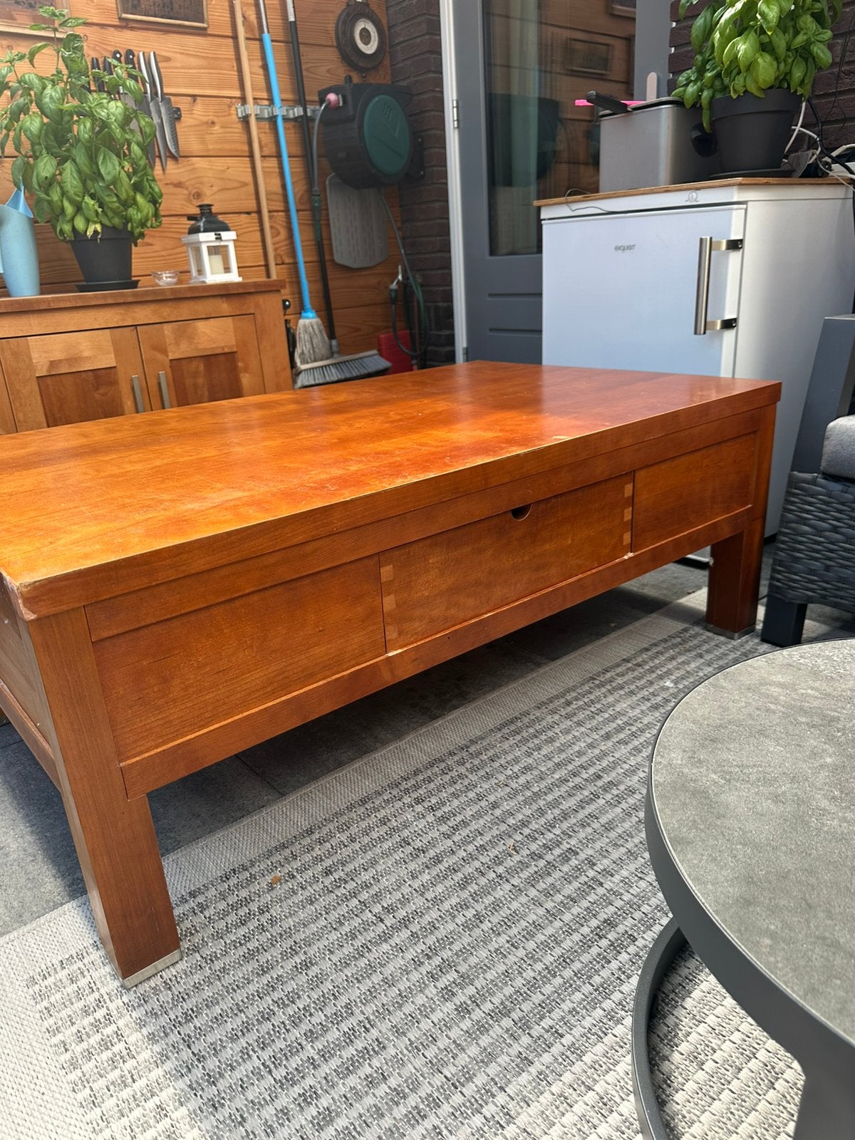 Gratis kersenhouten salontafel, Huis en Inrichting, Tafels | Salontafels, Gebruikt, 5 – 50, 50 tot 100 cm, 100 tot 150 cm, Rechthoekig