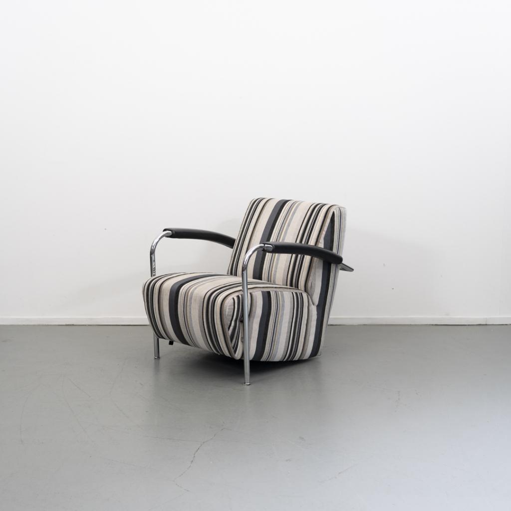 5x Leolux Scylla fauteuil zwart/grijs/wit gestreepte stof, Huis en Inrichting, Fauteuils, Niet ingevuld, Niet ingevuld, Ophalen of Verzenden