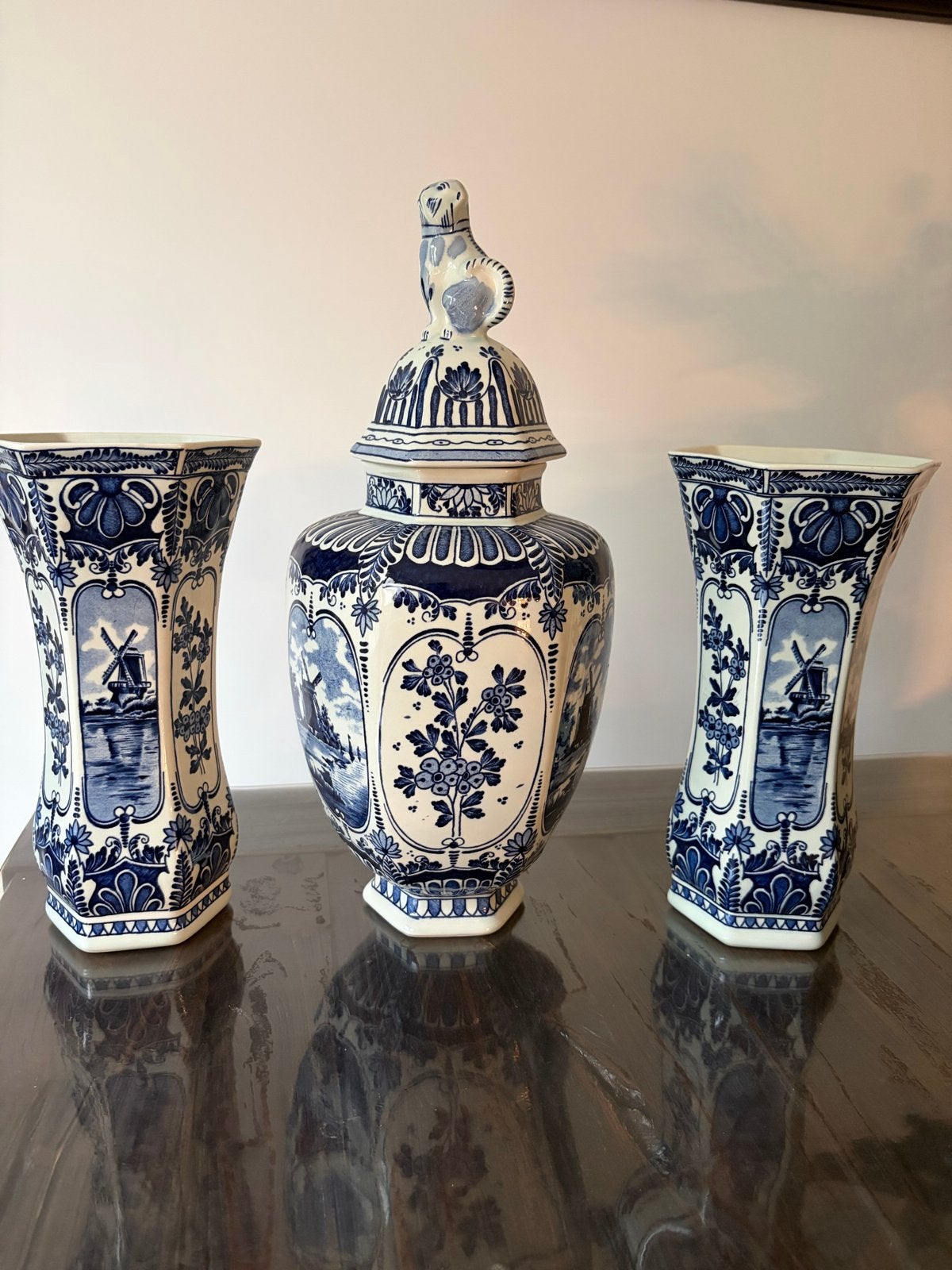 Prachtige Boch Blauw Delfts vazen set, Antiek en Kunst, Ophalen