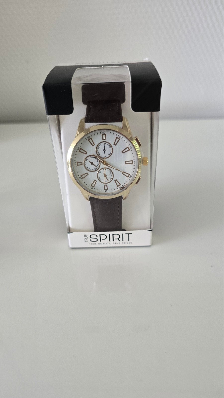 Spirit Herenhorloge met Bruine Synthetische Armband, Ophalen of Verzenden, Nieuw, Leer, Overige merken