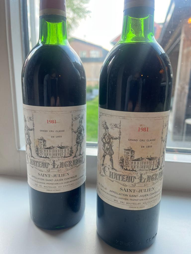 2x Chateau Lagrange 1981 - Saint-Julien 3e Grand Cru Classé, Ophalen of Verzenden, Frankrijk, Rode wijn