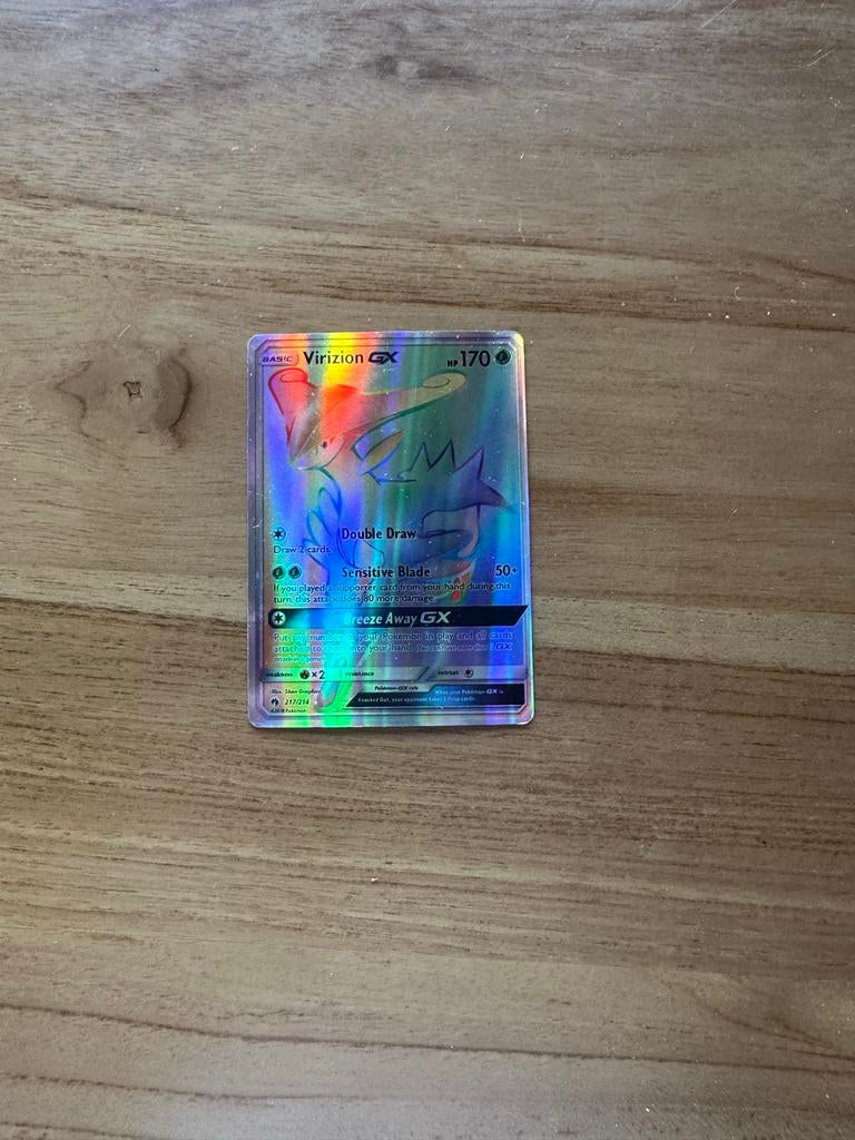 Virizion GX Rainbow Rare Pokémon Kaart (217/214), Ophalen of Verzenden, Zo goed als nieuw, Losse kaart, Foil