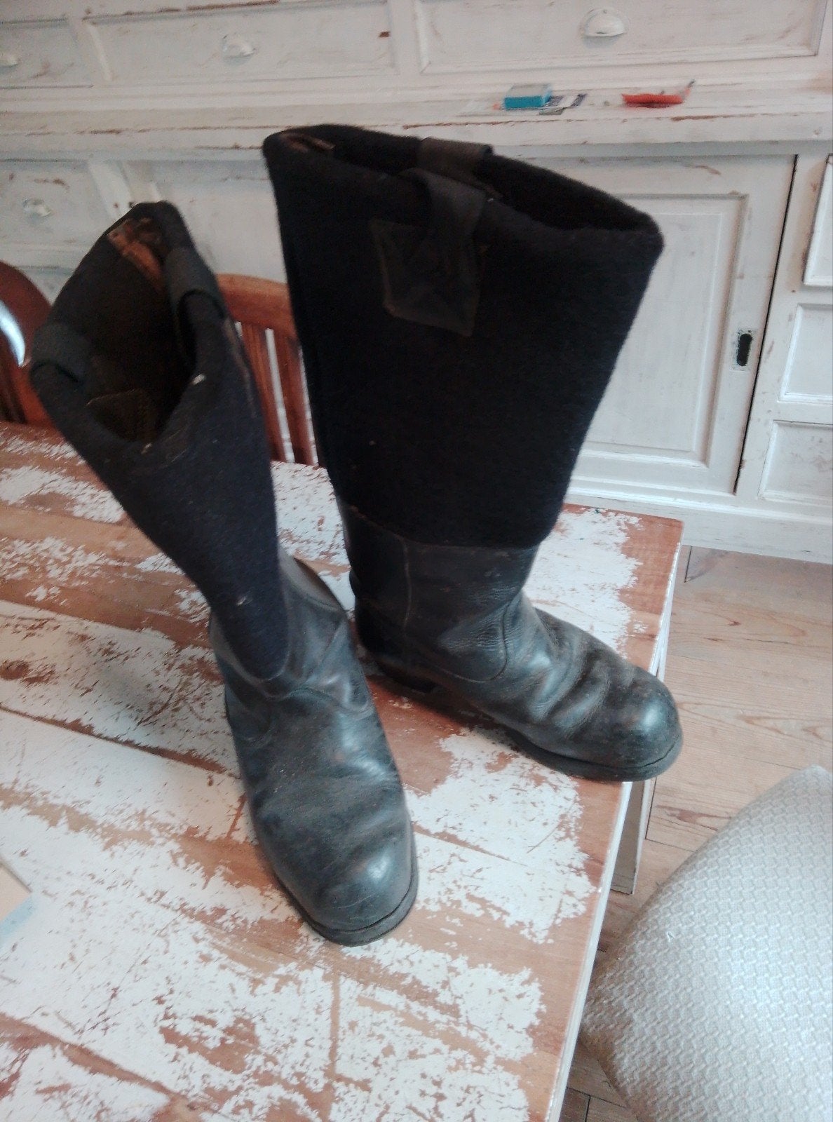Duitse zwarte laarzen winterstiefel felt 42/43 BGS, Ophalen, Duitsland, Kleding of Schoenen