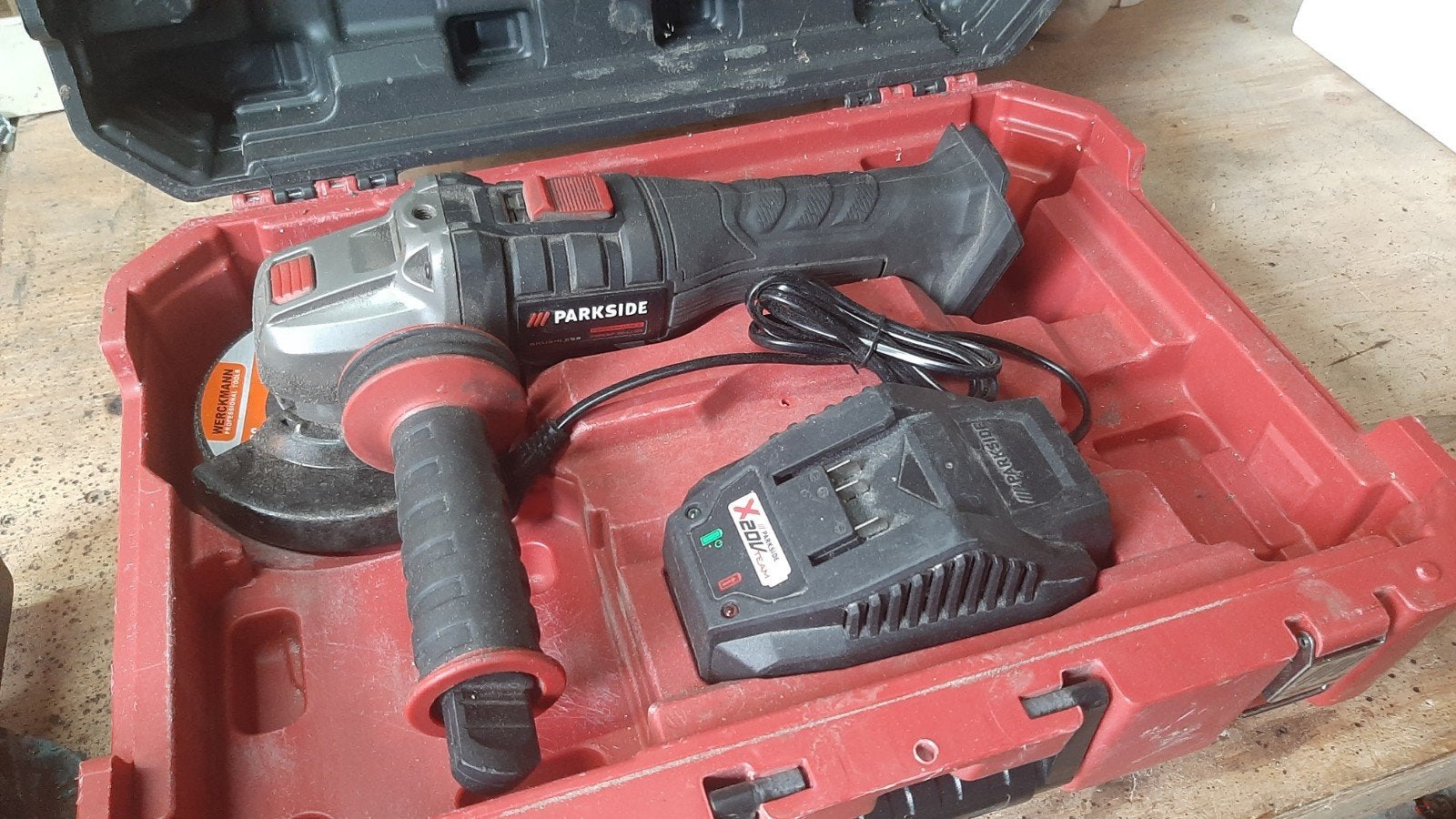 Parkside Performance accu haakse slijper / slijptol 20v, Ophalen, Gebruikt, Minder dan 700 watt, Haakse handslijpmachine