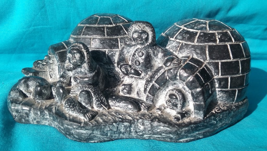 HAND MADE AL WOLF SPEKSTEEN BEELD INUIT ESKIMO HOND NUVAK, Verzamelen, Beelden en Beeldjes, Verzenden, Zo goed als nieuw, Overige typen