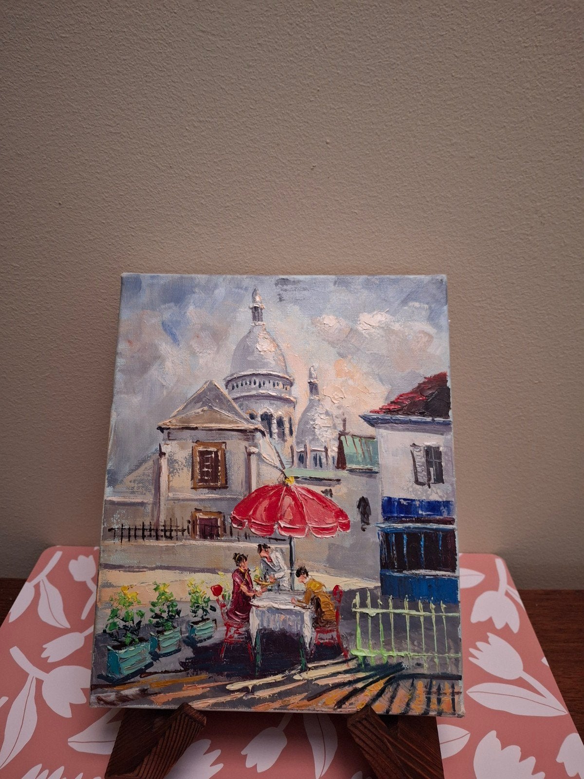 Olieverf Schilderij: Romantisch Parijs Tafereel, Ophalen of Verzenden