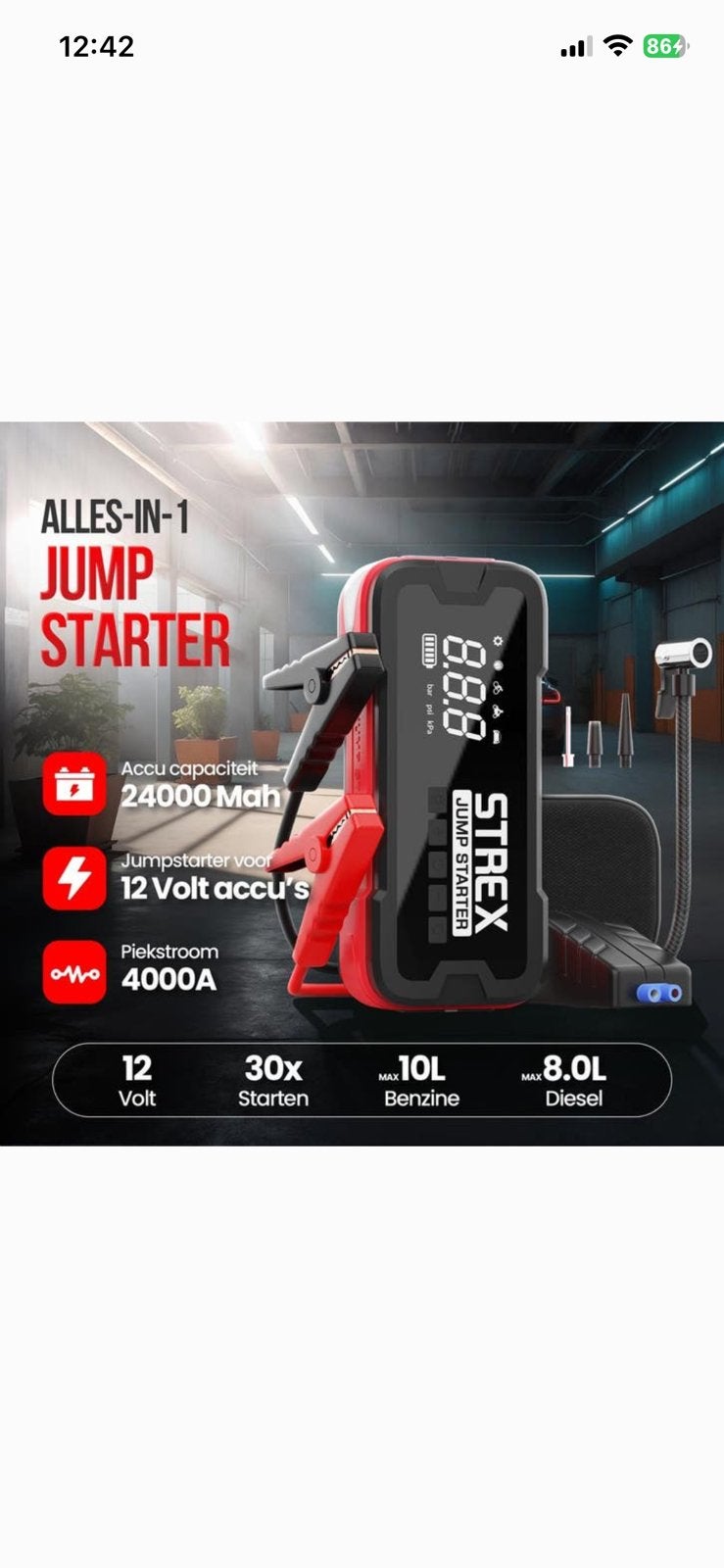 STREX krachtige jumpstarter met extra functies, Auto diversen, Ophalen of Verzenden, Nieuw