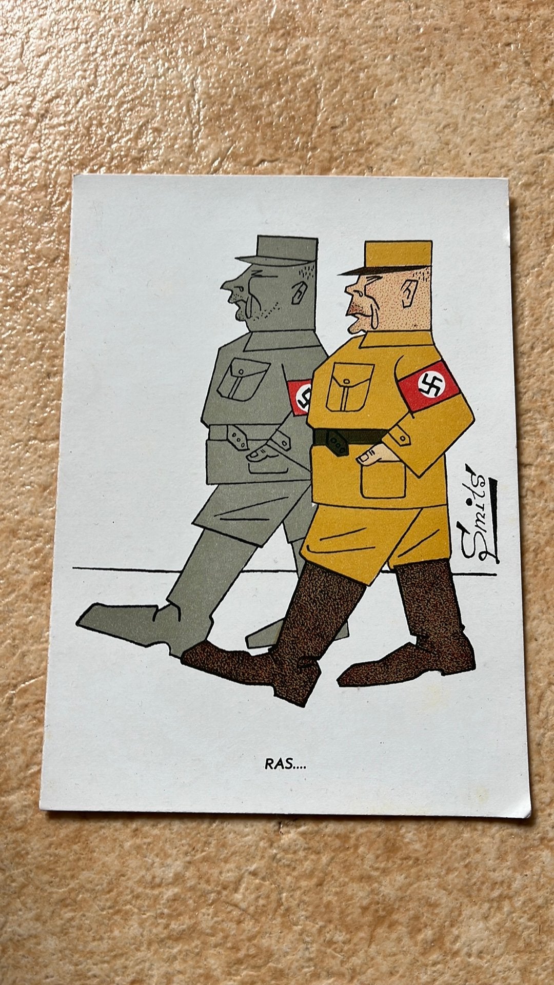 Spot illustratie Smits Duitse soldaten met hakenkruis logo, Ophalen of Verzenden, Landmacht, Nederland, Overige typen