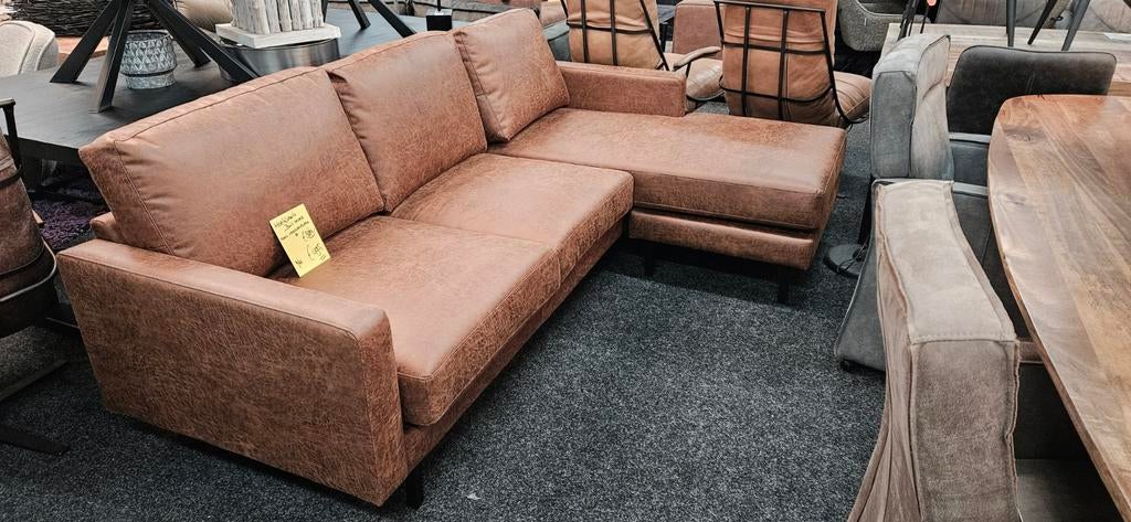 Hoekbank verstelbare Chais Longue Bull leder 3 kleuren NIEUW, Ophalen, Hoekbank, Leer, 150 cm of meer