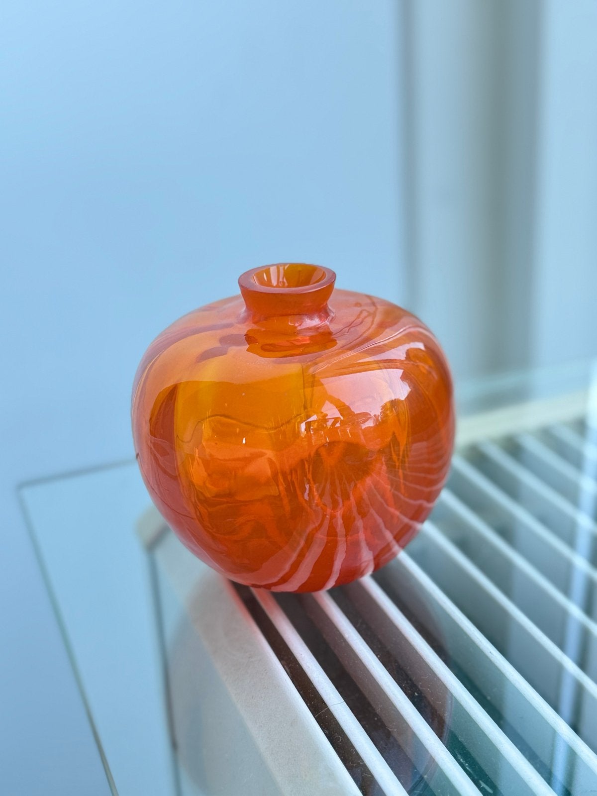 Leerdam oranje vaasje - Mooi helder glas, Ophalen of Verzenden