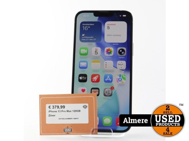 iPhone 13 Pro Max 128GB Zilver | Nette staat, Apple, Zo goed als nieuw, Support@apple.com, One Apple Park Way
Cupertino, CA 95014
United States