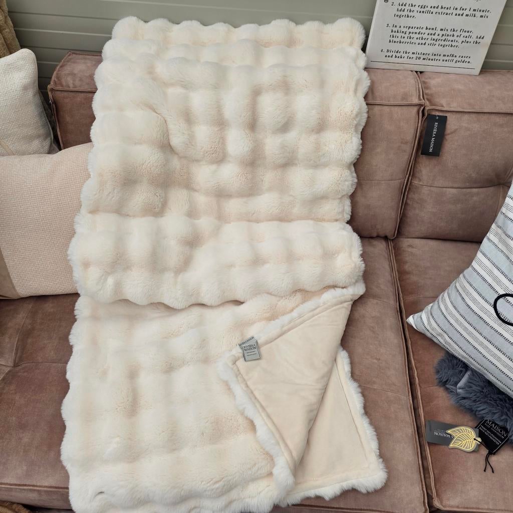 Zachte Nieuwe Plaid van Rivièra Maison - Crème/Wit, Ophalen of Verzenden, Nieuw