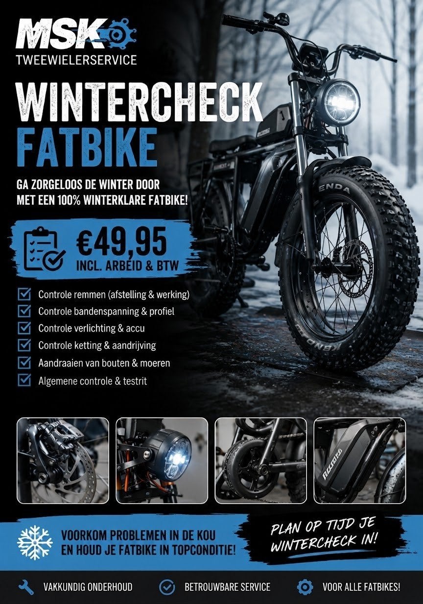 Wintercheck Fatbike €49,95 | Maak je Fatbike Winterklaar!, Fietsen en Brommers, Ophalen, Nieuw, Overige merken
