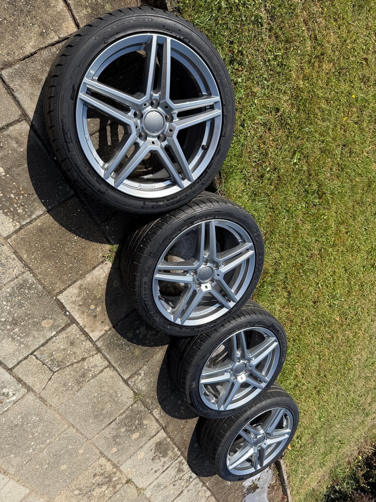 5x 112 18 inch velgen met zomerbanden, Auto-onderdelen, Ophalen, 18 inch, Gebruikt, Banden en Velgen