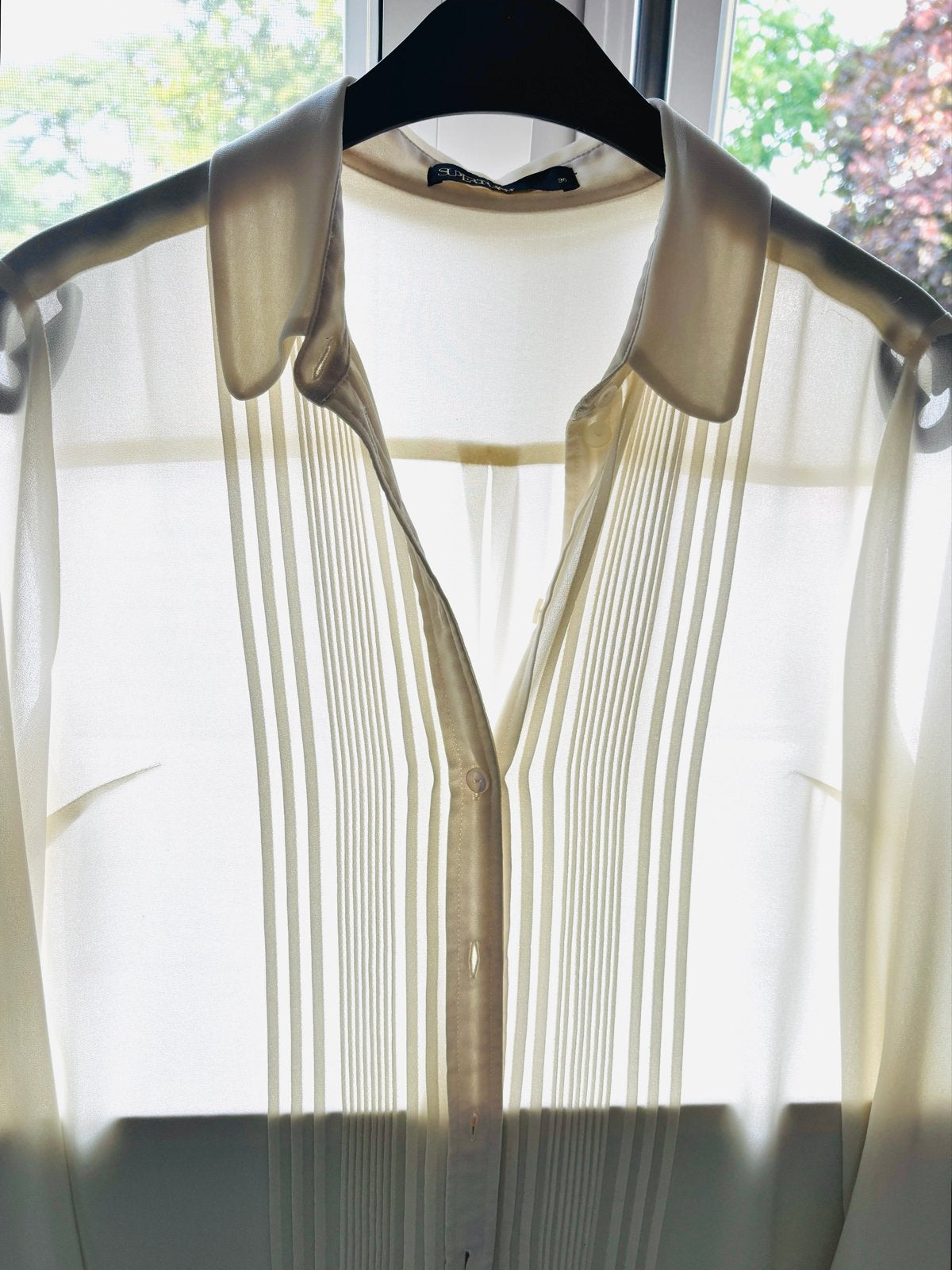 Crèmekleurige Doorschijnende Blouse Maat 38, Ophalen of Verzenden, Zo goed als nieuw, Maat 38/40 (M), Beige