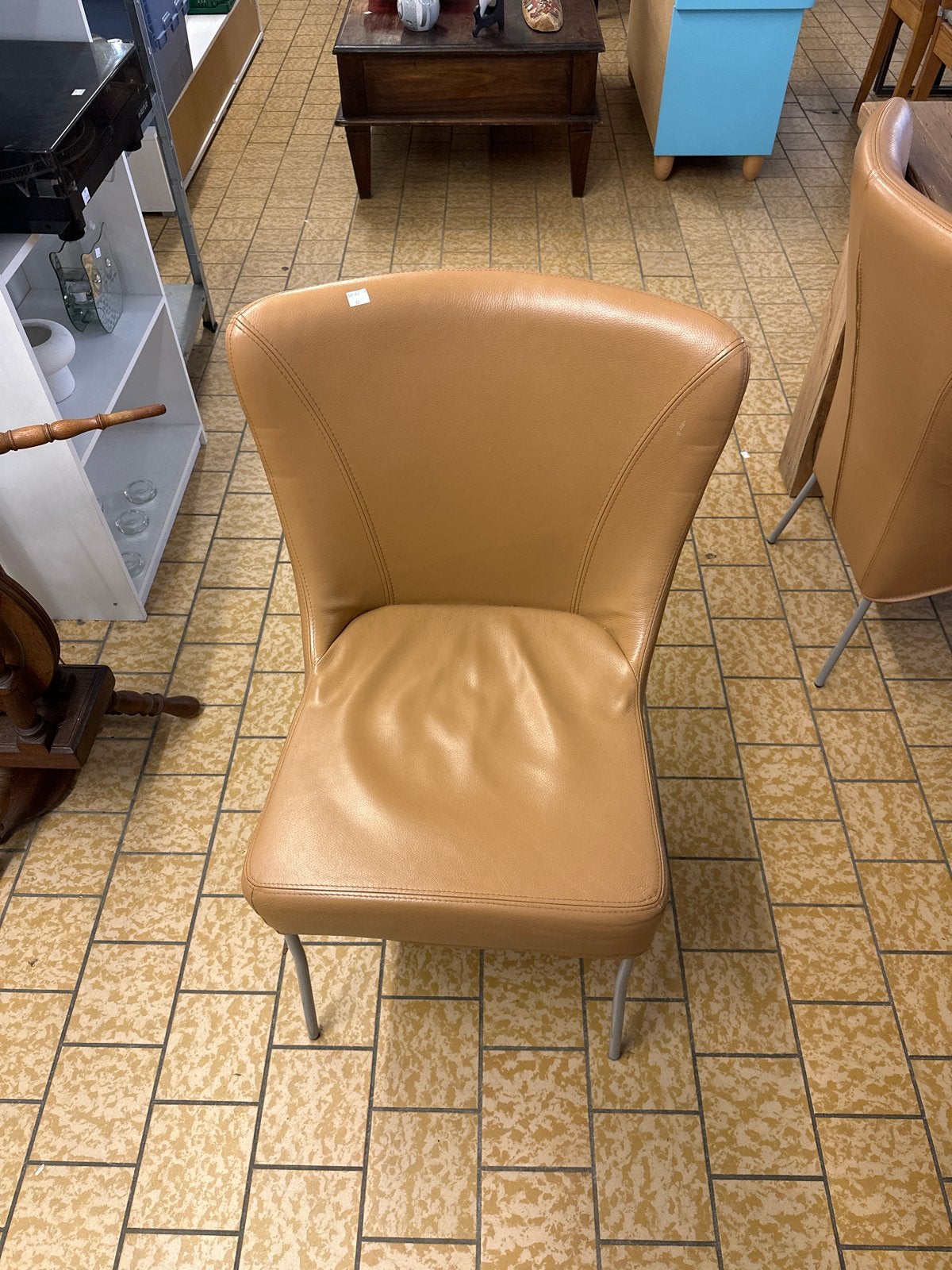 4 Stijlvolle eetkamerstoelen - Bruin kunstleer, Ophalen, Kunststof, Gebruikt, Bruin