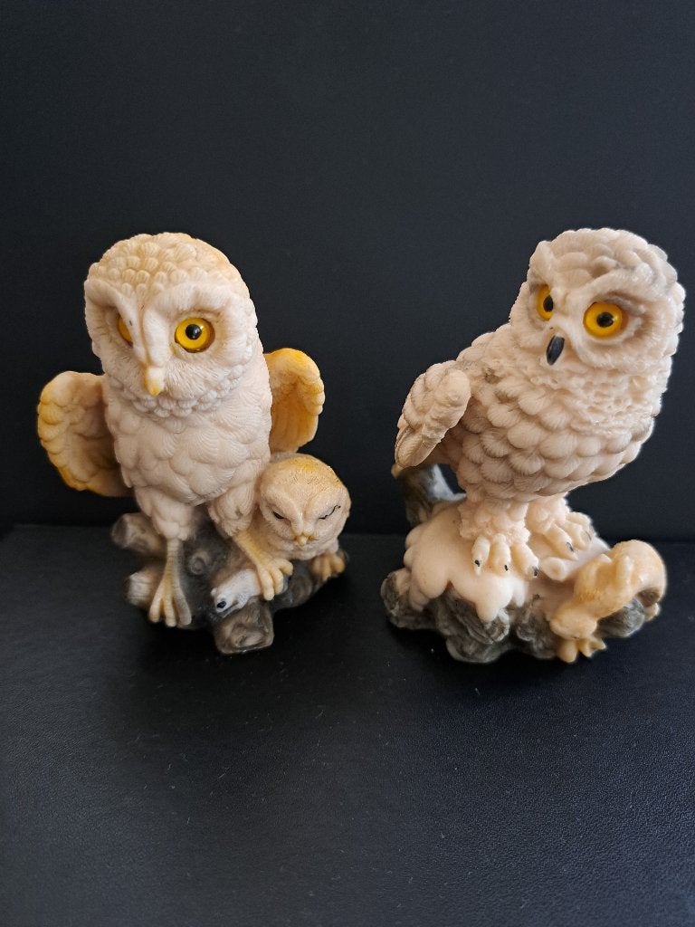 Twee uilen beeldjes - decoratie, Ophalen of Verzenden, Gebruikt, Dier